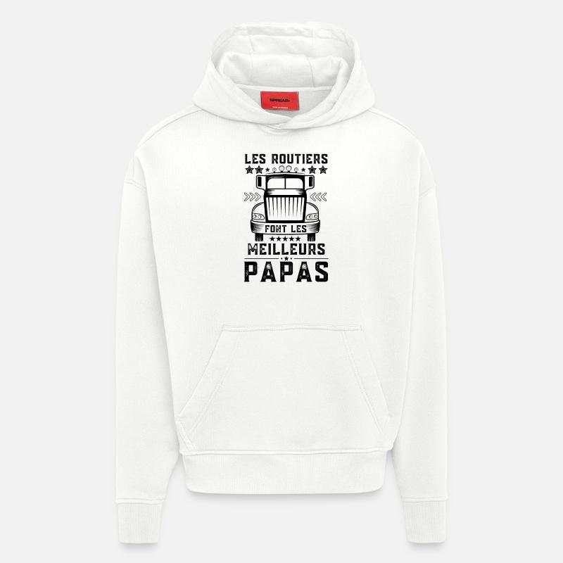 Papa routier 1 - Sweat à capuche bio épais oversize fabriqué en UE - OFF WHITE