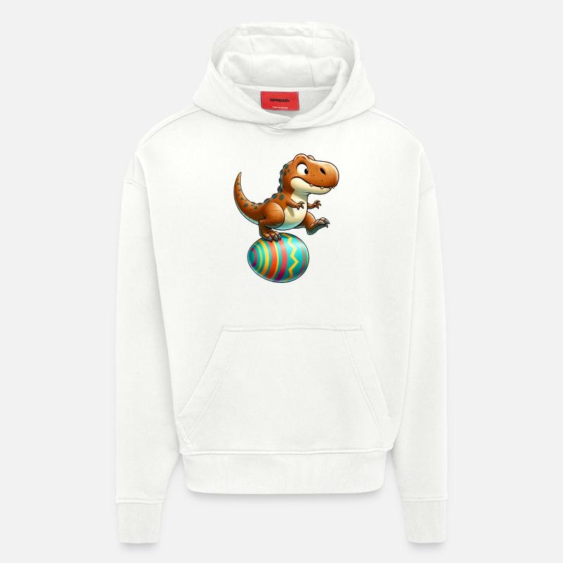 Dancing T-Rex, Easter Eggshell Fun - Hoodie- made by SPREAD  - OFF WHITE