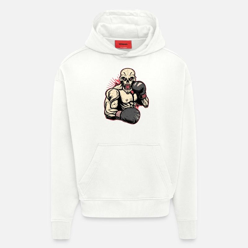 Boxer skull MMA Fighter UFC - Sweat à capuche bio épais oversize fabriqué en UE - OFF WHITE