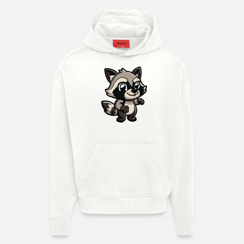 raton laveur - Sweat à capuche bio épais oversize fabriqué en UE - OFF WHITE