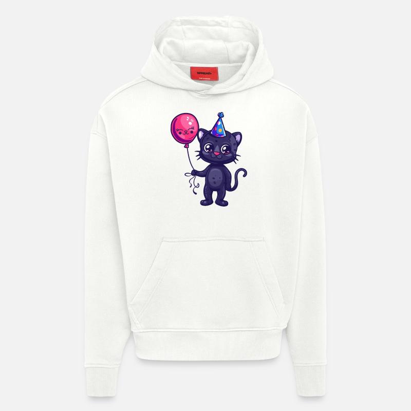 Bébé d’anniversaire de panthère - Sweat à capuche bio épais oversize fabriqué en UE - OFF WHITE