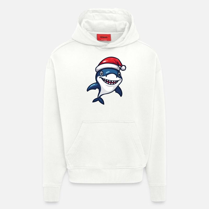 Requin Noël Noël - Sweat à capuche bio épais oversize fabriqué en UE - OFF WHITE