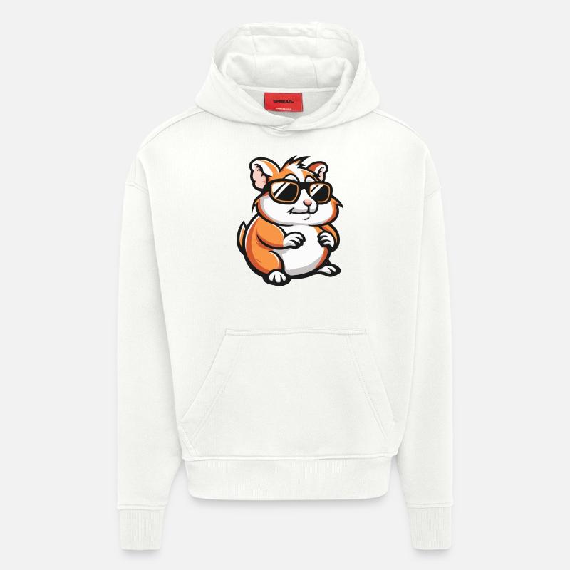 Hamster Bande Dessinée Cool - Sweat à capuche bio épais oversize fabriqué en UE - OFF WHITE