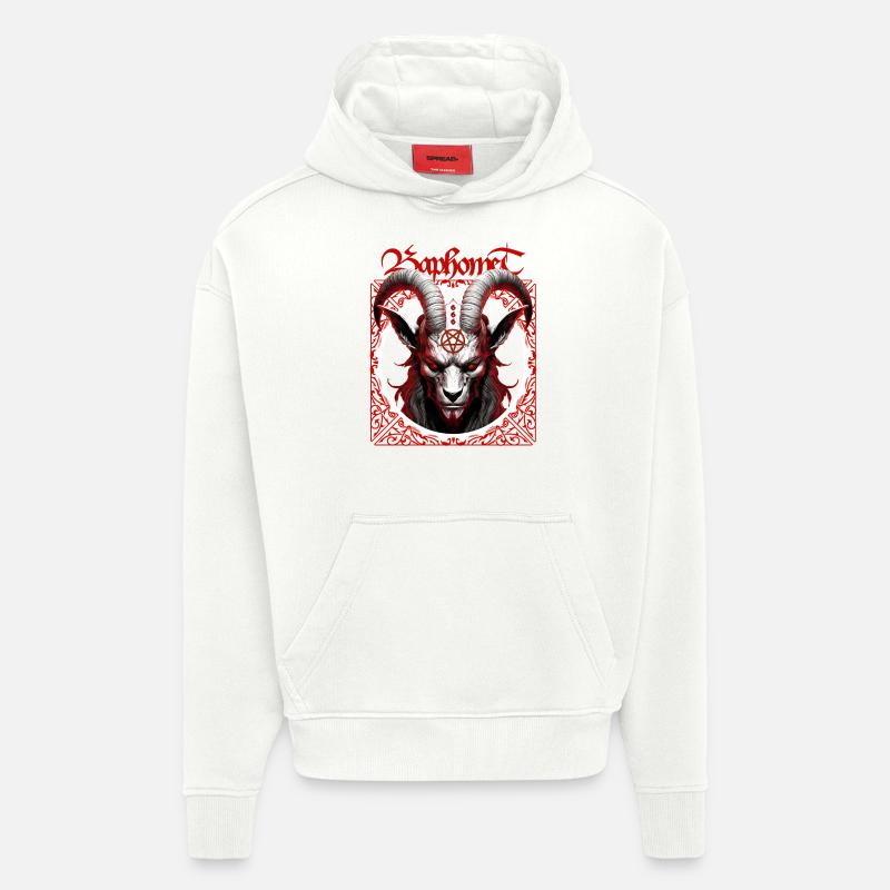 Baphomet - Sweat à capuche bio épais oversize fabriqué en UE - OFF WHITE