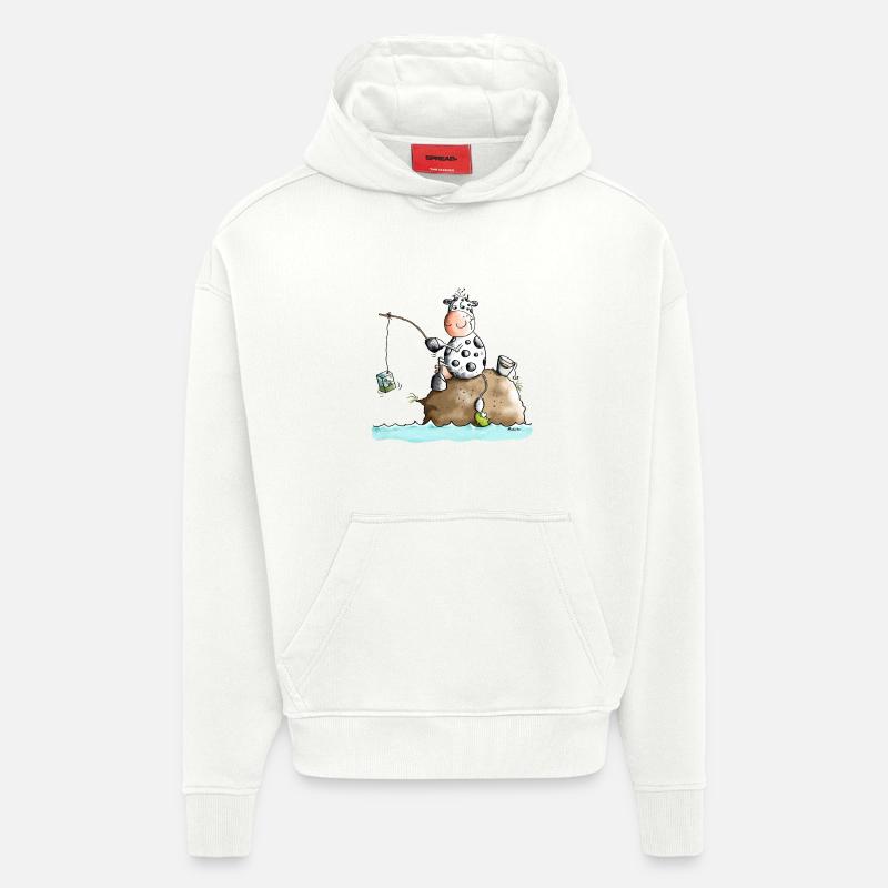 Vache De Pêche - Sweat à capuche bio épais oversize fabriqué en UE - OFF WHITE