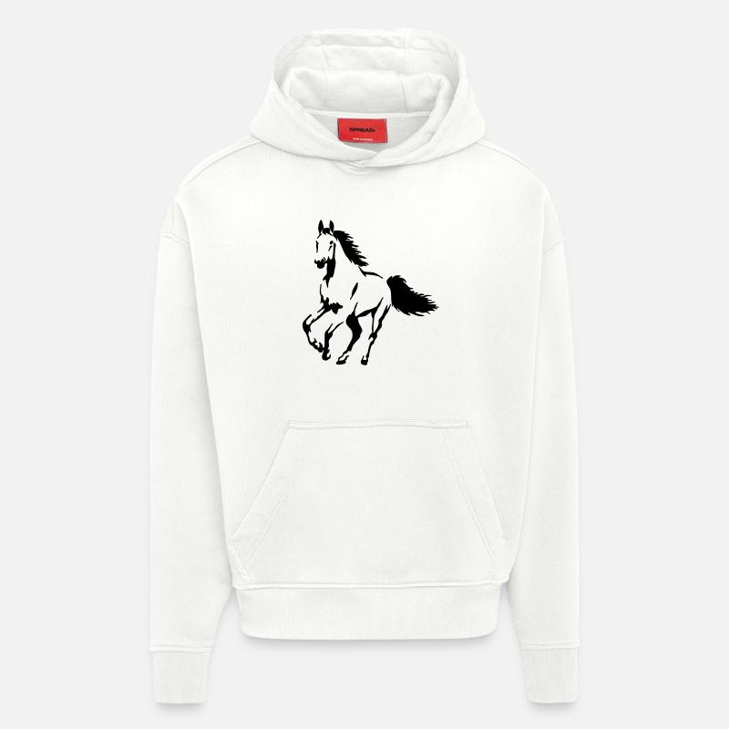 étalon - jument - poulain - cheval - Sweat à capuche bio épais oversize fabriqué en UE - OFF WHITE