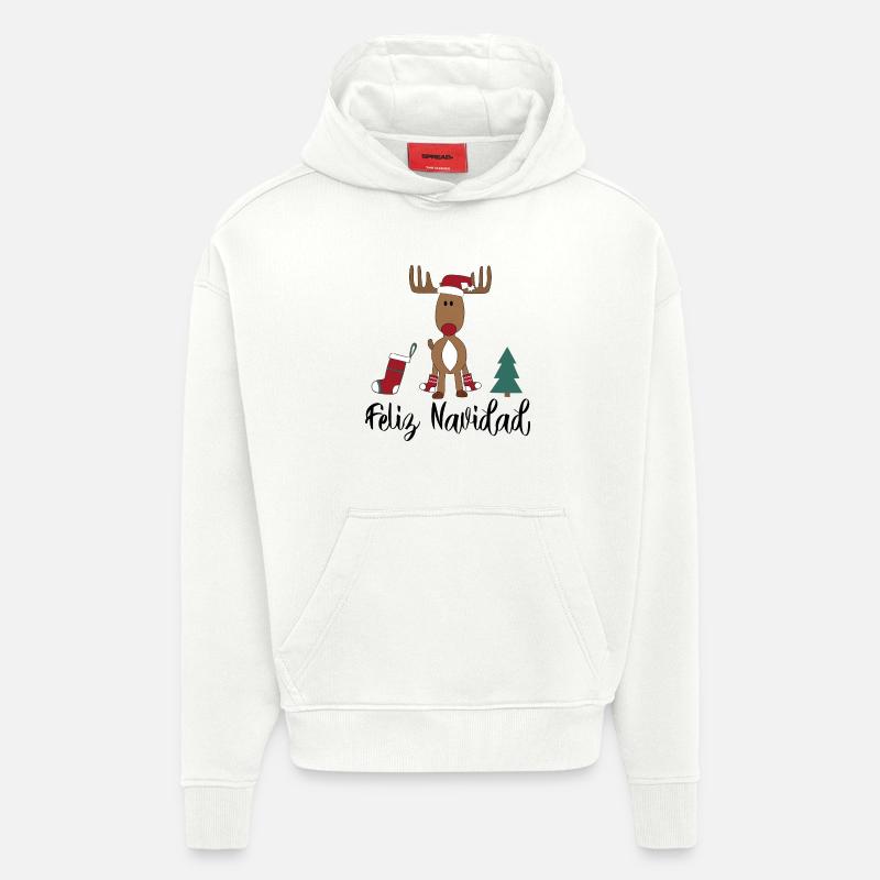 Espagnol de Noël - Sweat à capuche bio épais oversize fabriqué en UE - OFF WHITE