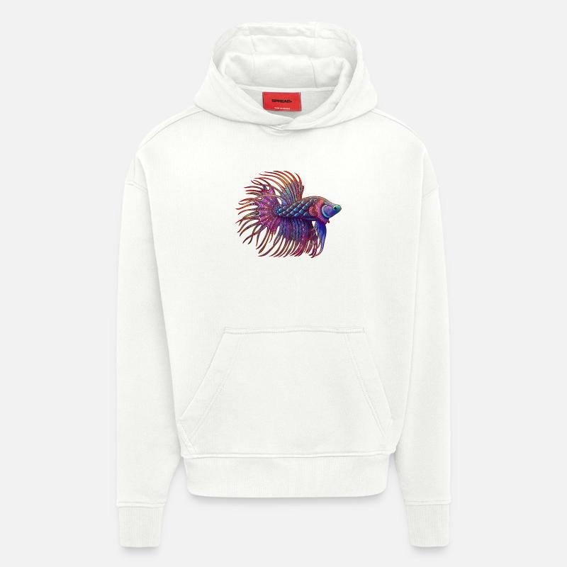 Betta Zentangle Farbe - Hoodie- made by SPREAD  - OFF WHITE