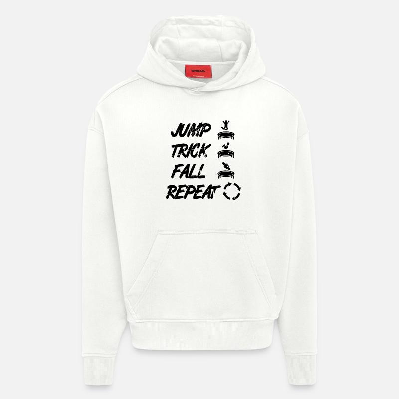 Jump Trick Fall Repeat - Sweat à capuche bio épais oversize fabriqué en UE - OFF WHITE