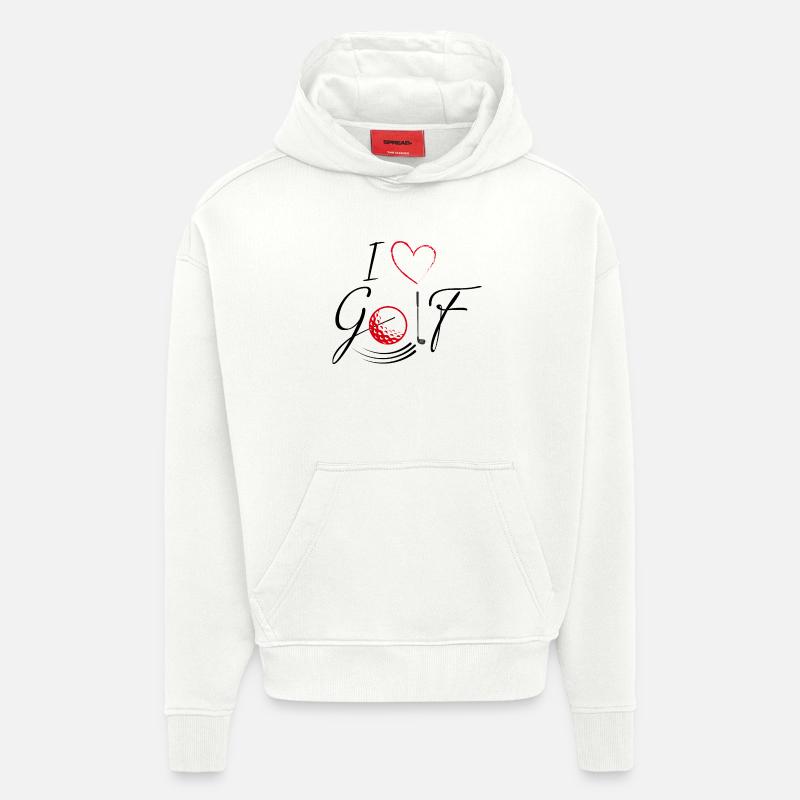 J’aime le golf - noir - Sweat à capuche bio épais oversize fabriqué en UE - OFF WHITE