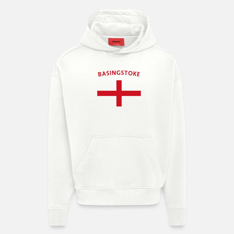 Emblème de Basingstoke Badge rétro - Sweat à capuche bio épais oversize fabriqué en UE - OFF WHITE