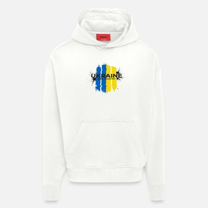 L’Ukraine Pays Libre Drapeau Art - Sweat à capuche bio épais oversize fabriqué en UE - OFF WHITE