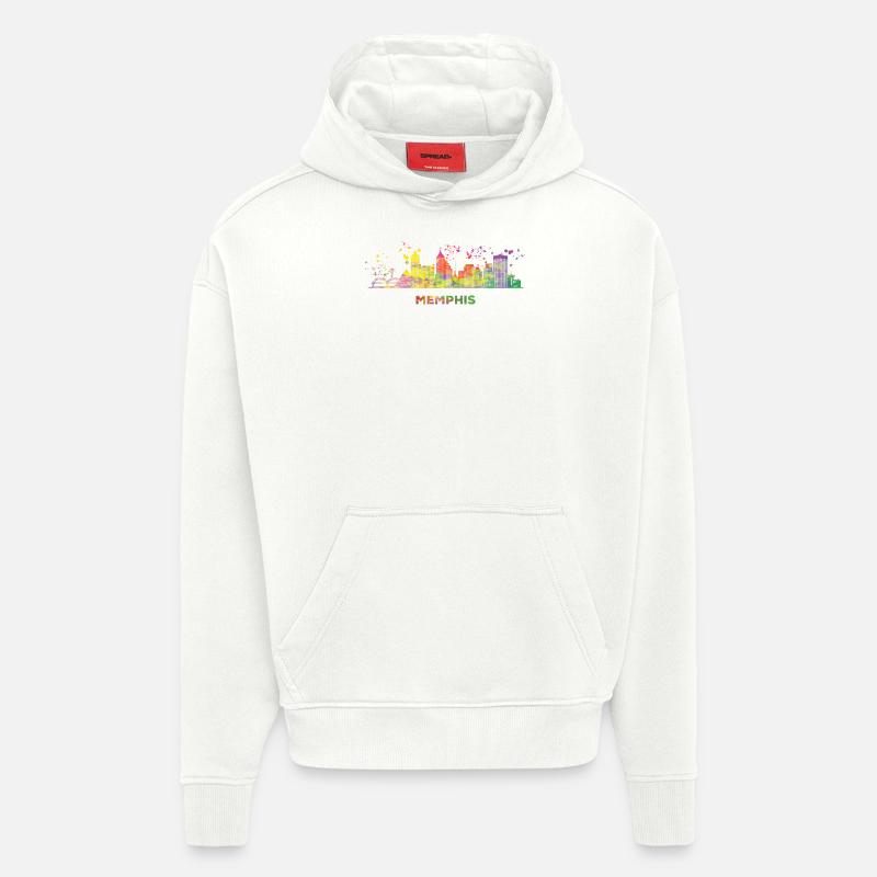 Memphean Skyline Memphis - Sweat à capuche bio épais oversize fabriqué en UE - OFF WHITE
