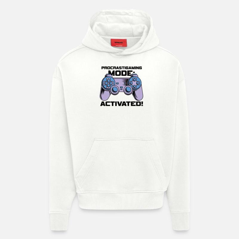 Gamer Procrastimode de jeu activé - Sweat à capuche bio épais oversize fabriqué en UE - OFF WHITE