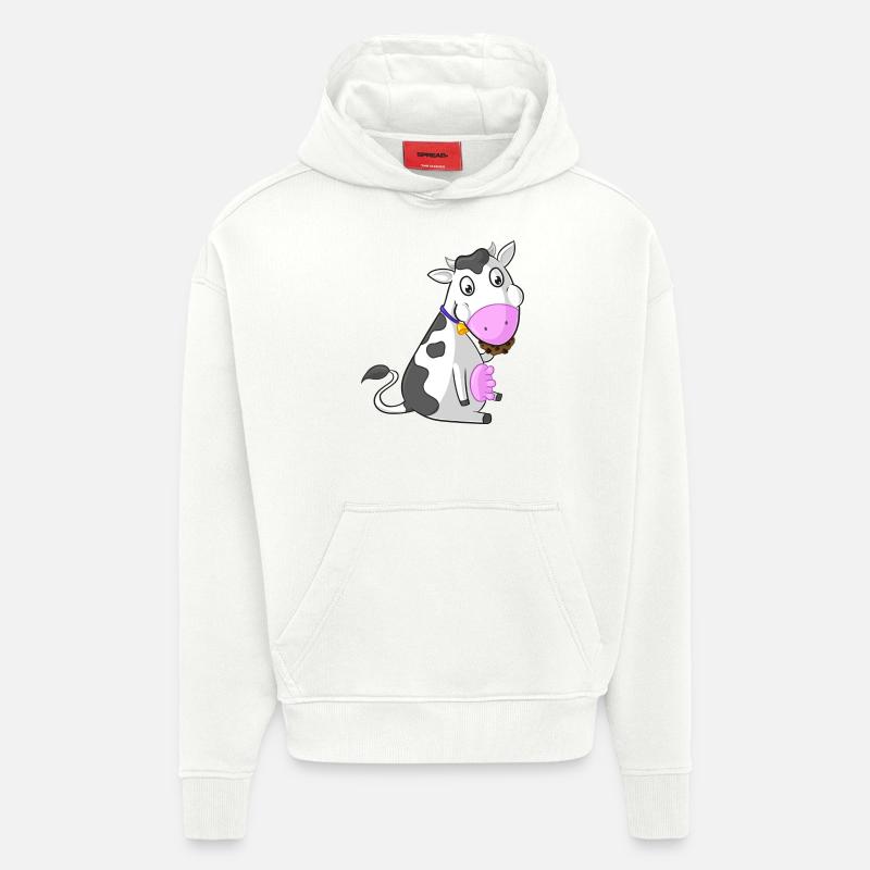 Mampfende Comic Kuh - Hoodie- made by SPREAD  - OFF WHITE