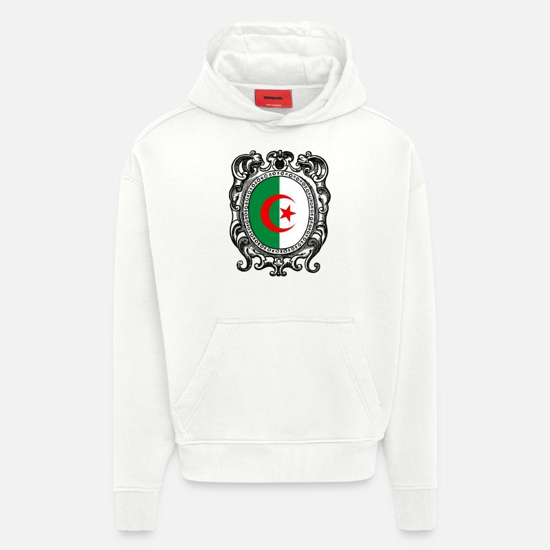 Algérie Algérie Drapeau الجزائر علم - Sweat à capuche bio épais oversize fabriqué en UE - OFF WHITE
