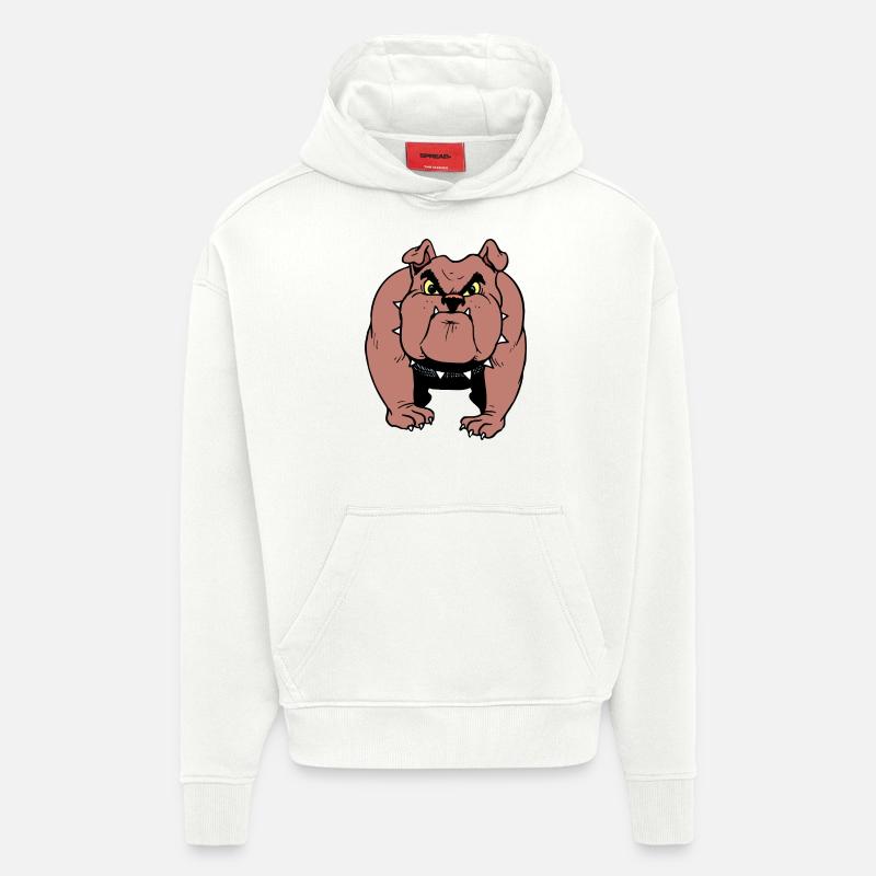 idée cadeau en colère bouledogue - Sweat à capuche bio épais oversize fabriqué en UE - OFF WHITE