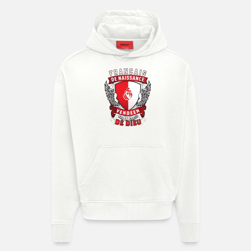 Vendéen Grâce de Dieu - Sweat à capuche bio épais oversize fabriqué en UE - OFF WHITE