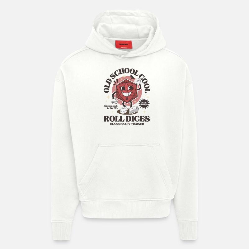 Donjons - Dragons old school roll dices rétro D20 - Sweat à capuche bio épais oversize fabriqué en UE - OFF WHITE