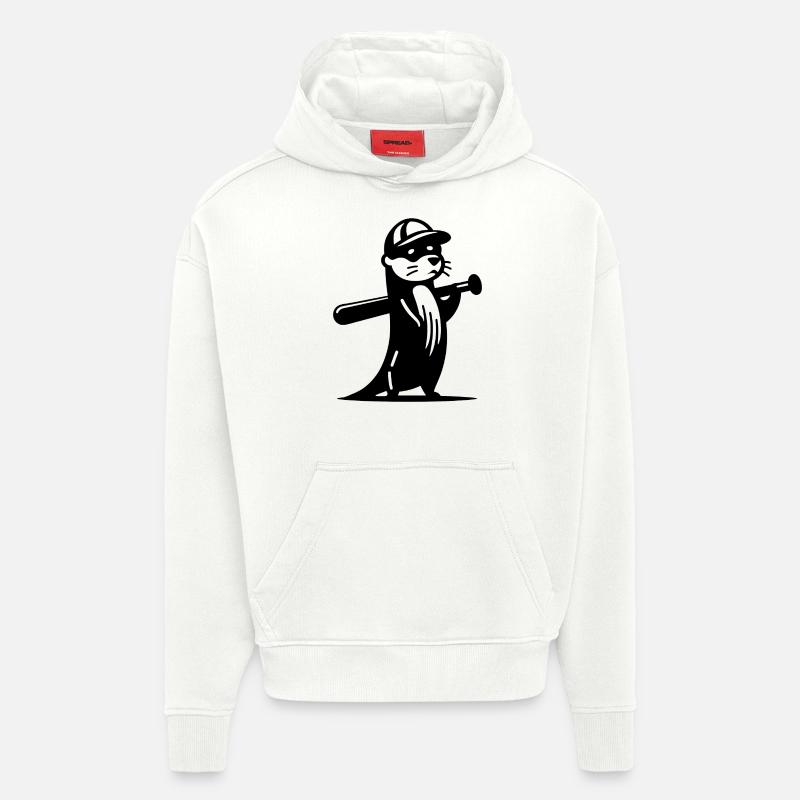 Silhouette de Baseball de loutre - Sweat à capuche bio épais oversize fabriqué en UE - OFF WHITE