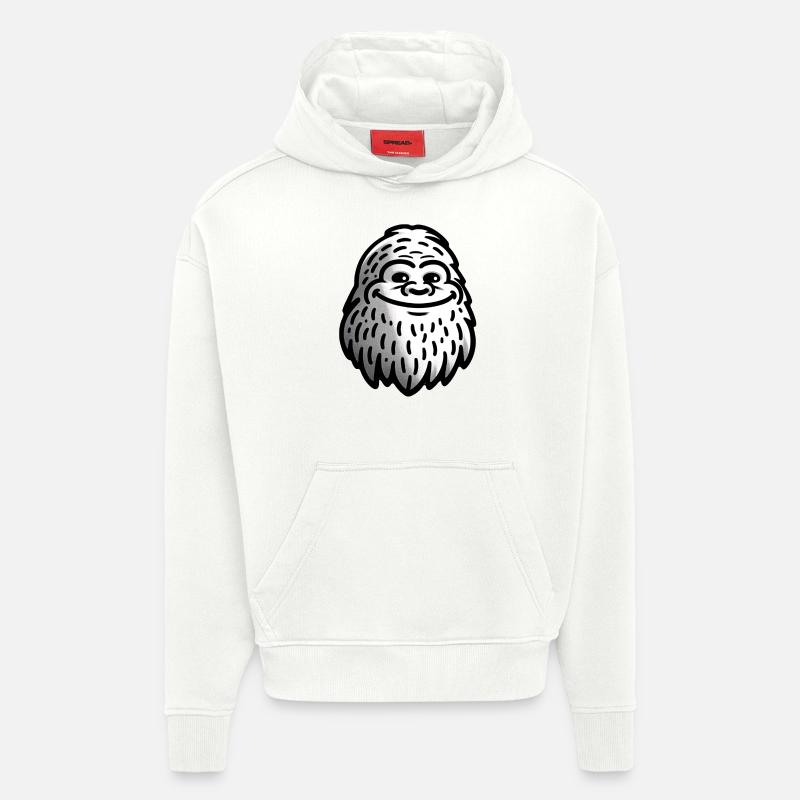 Yéti souriant - Observation d’un Sasquatch - Sweat à capuche bio épais oversize fabriqué en UE - OFF WHITE