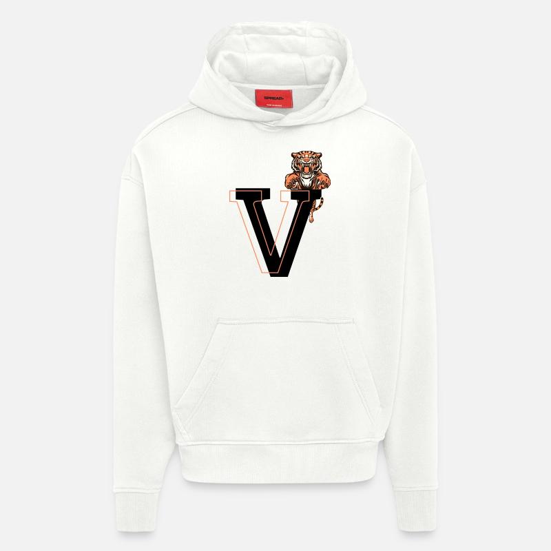 Buchstabe v Tiger - Geschenkidee - Hoodie- made by SPREAD  - OFF WHITE