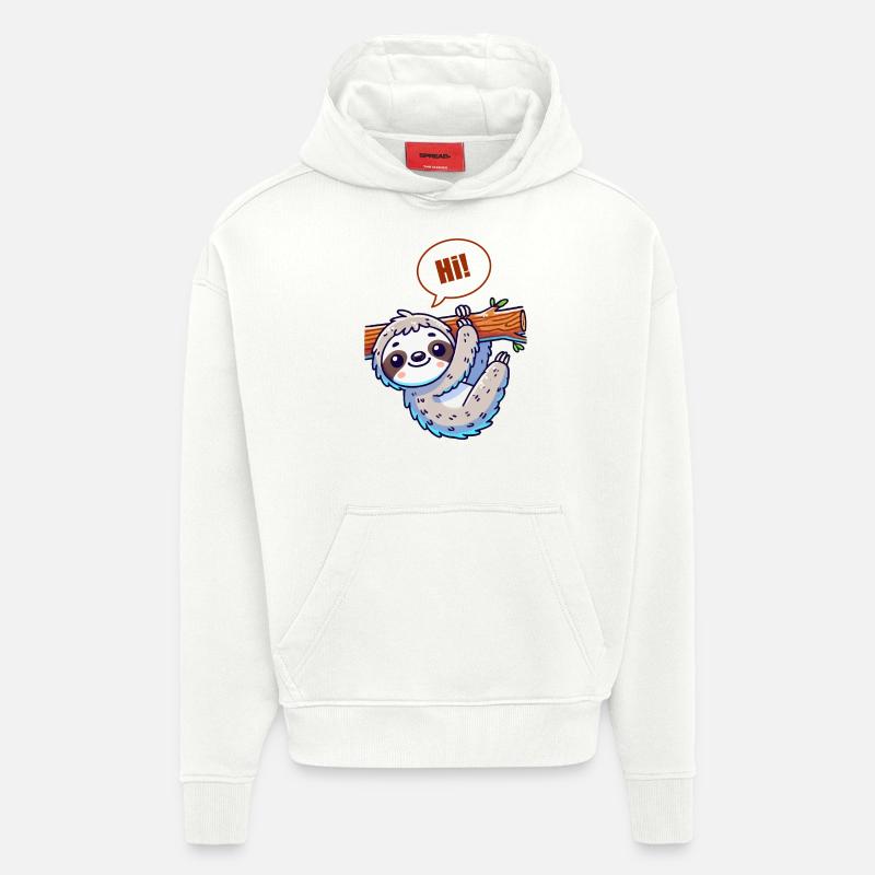Bande dessinée paresseuse - Sweat à capuche bio épais oversize fabriqué en UE - OFF WHITE