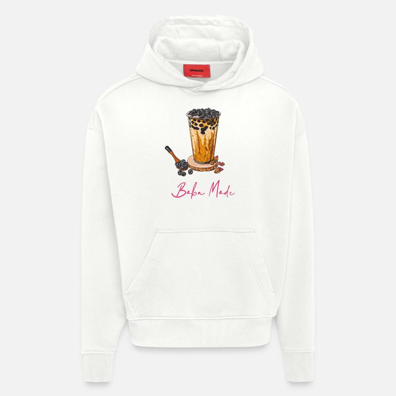 Bubble Tea // Illustration - Sweat à capuche bio épais oversize fabriqué en UE - OFF WHITE