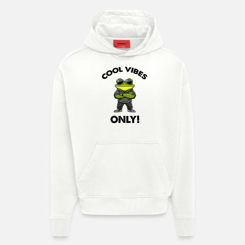 Grenouille Cool Vibes - Sweat à capuche bio épais oversize fabriqué en UE - OFF WHITE