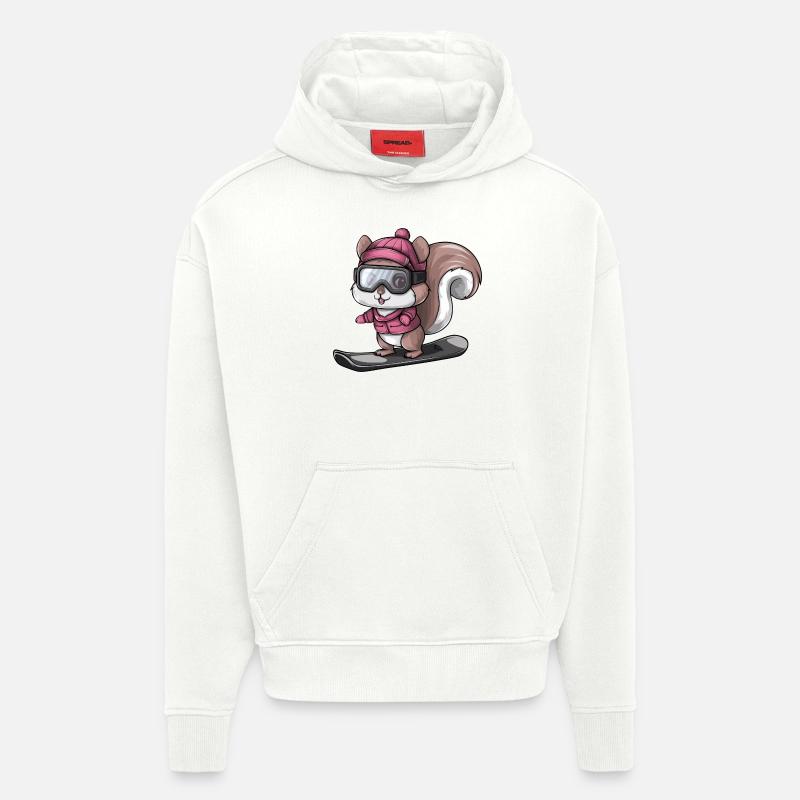 Cooler Eichhörnchen Snowboarder Wintersport - Hoodie- made by SPREAD  - OFF WHITE