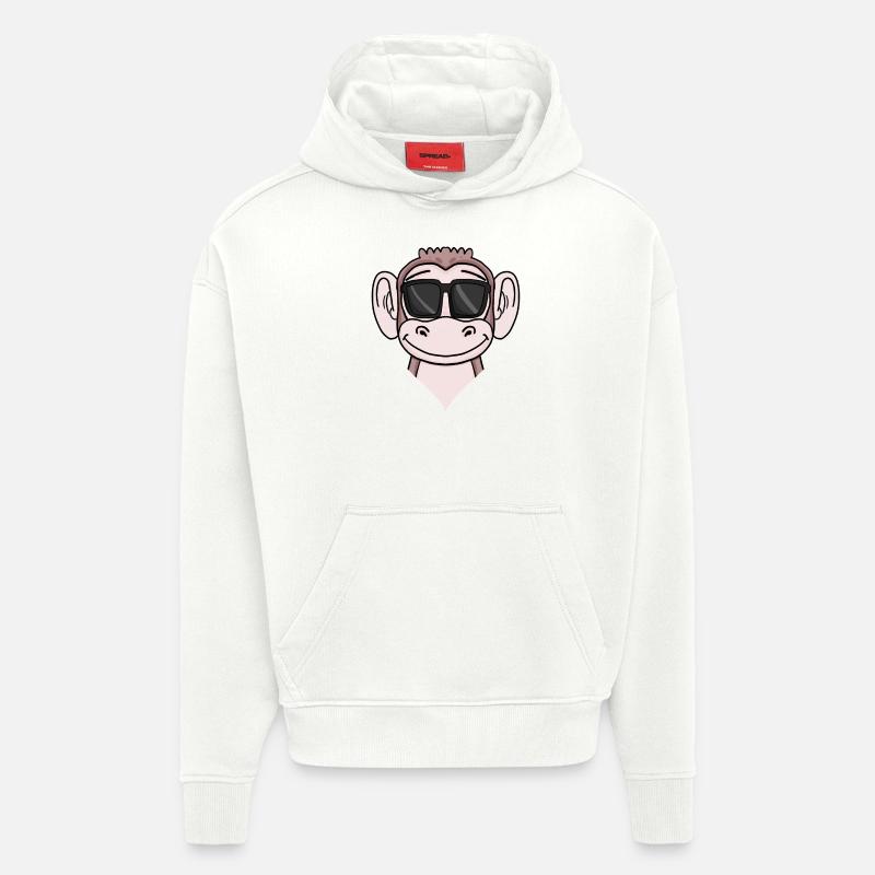 Cool monkey with sunglasses - Hoodie- made by SPREAD - OFF WHITE