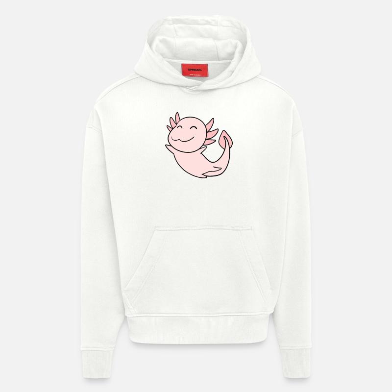 Axolotl Rose Doux - Sweat à capuche bio épais oversize fabriqué en UE - OFF WHITE