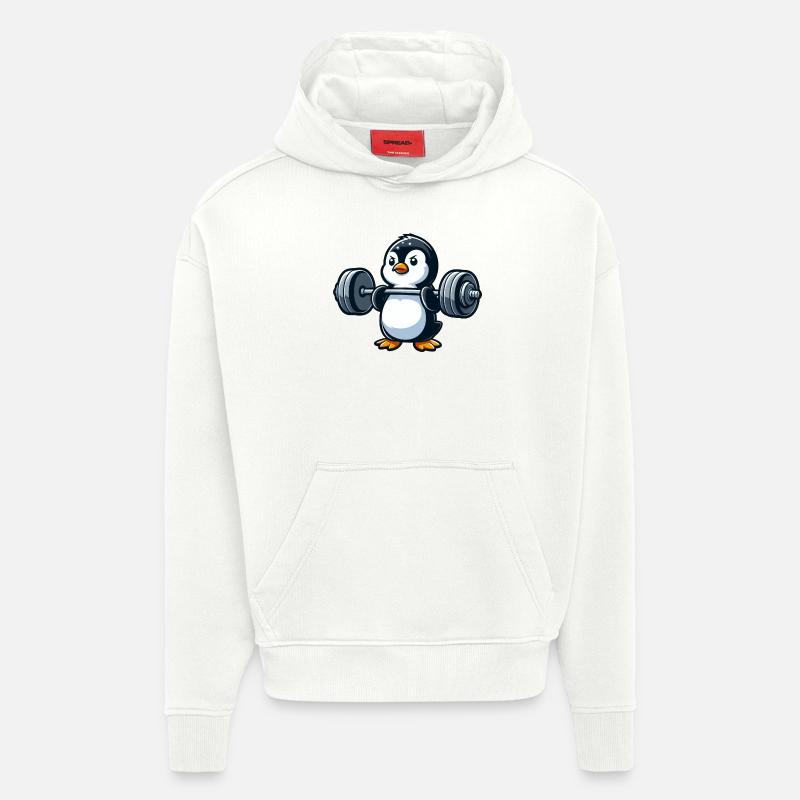 Strong Penguin: Dumbbell Workout - Hoodie- made by SPREAD  - OFF WHITE