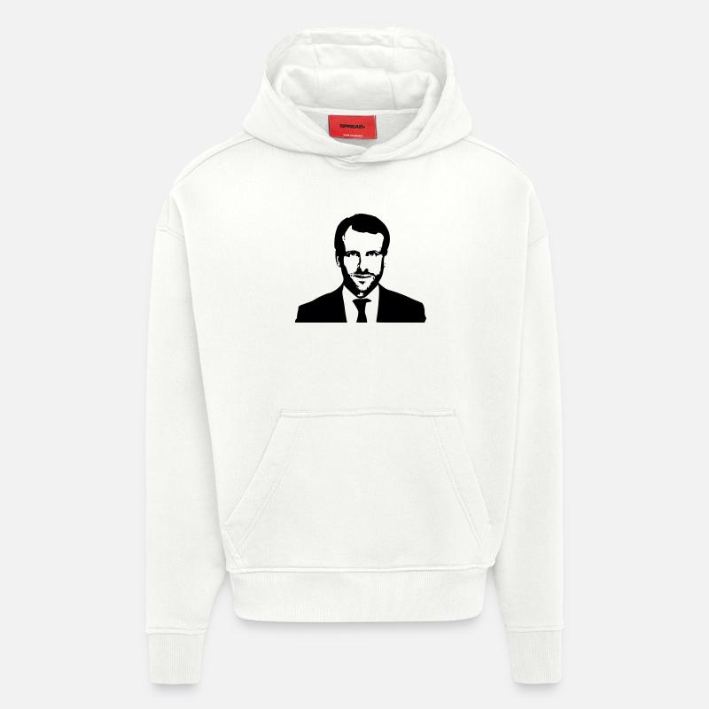Macron Président - Sweat à capuche bio épais oversize fabriqué en UE - OFF WHITE