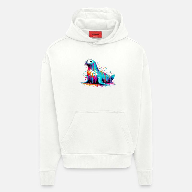 Phoque - Sweat à capuche bio épais oversize fabriqué en UE - OFF WHITE