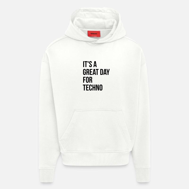 techno - Sweat à capuche bio épais oversize fabriqué en UE - OFF WHITE