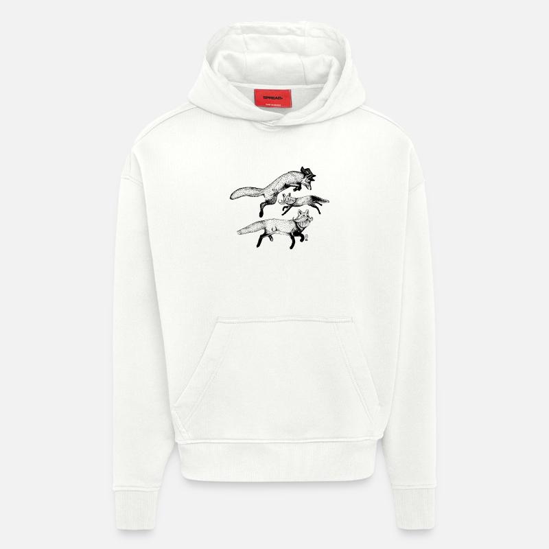 Les 3 Renards - Sweat à capuche bio épais oversize fabriqué en UE - OFF WHITE