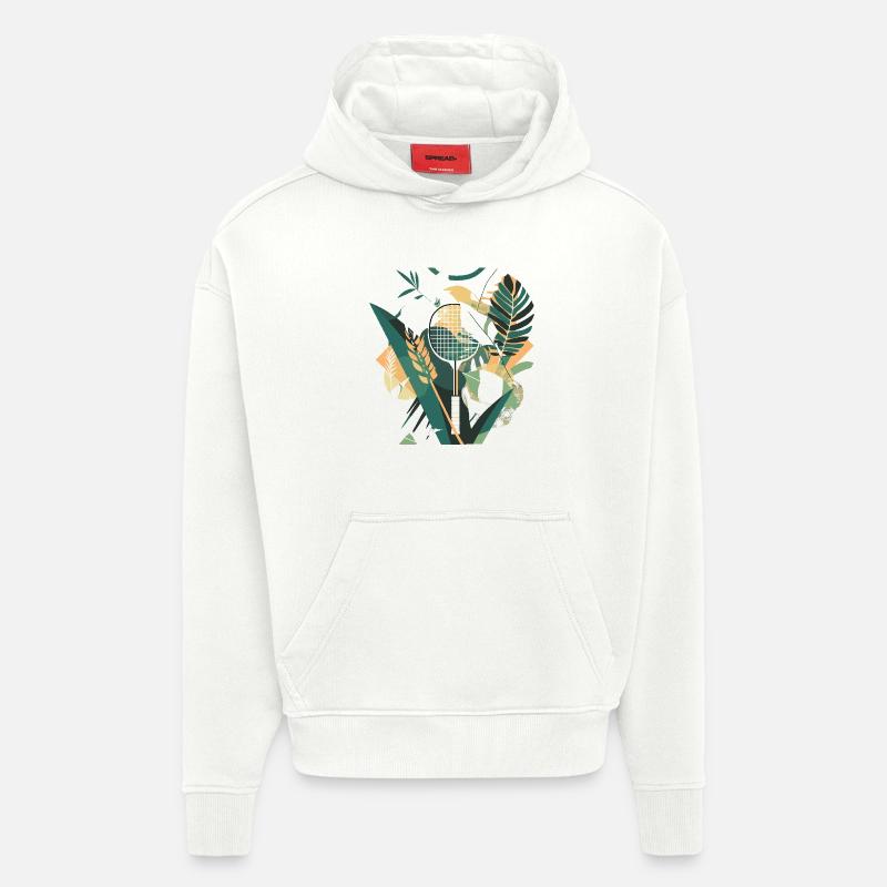 Raquette de badminton Artwork - Sweat à capuche bio épais oversize fabriqué en UE - OFF WHITE