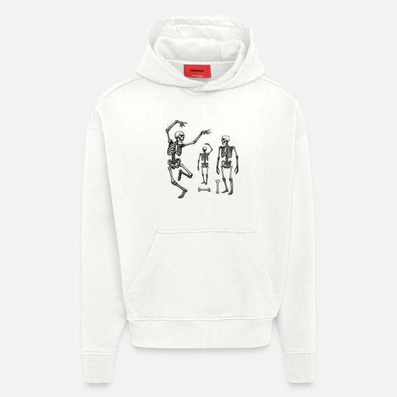 SKELETONS DANCER #1 - black & white - Sweat à capuche bio épais oversize fabriqué en UE - OFF WHITE