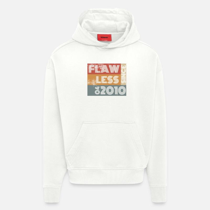 16. Anniversaire Flawless depuis 04/2010 - Sweat à capuche bio épais oversize fabriqué en UE - OFF WHITE