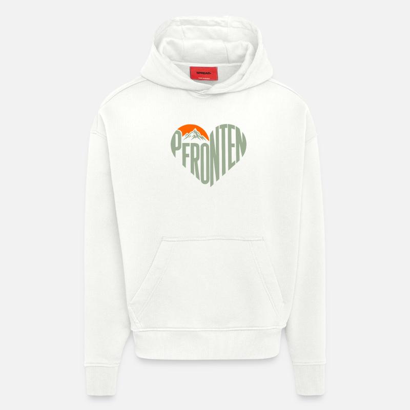 Pfronten Bergherz Panorama - Sweat à capuche bio épais oversize fabriqué en UE - OFF WHITE