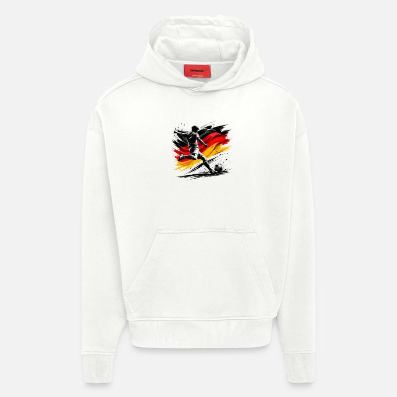 Kicker avec drapeau allemand - Sweat à capuche bio épais oversize fabriqué en UE - OFF WHITE