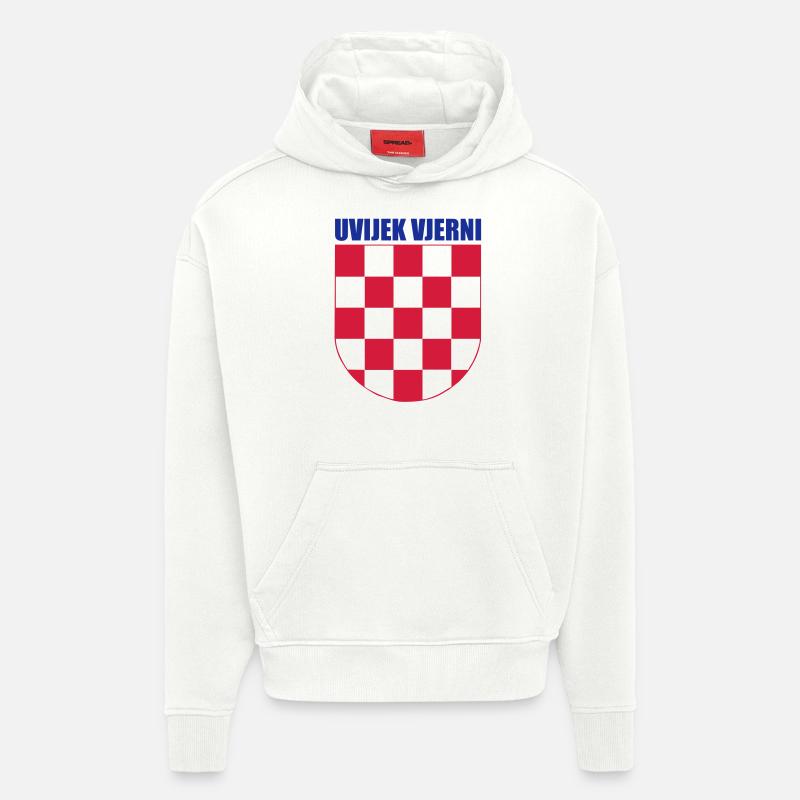 Uvijek Vjeni - Hrvatska - Sweat à capuche bio épais oversize fabriqué en UE - OFF WHITE