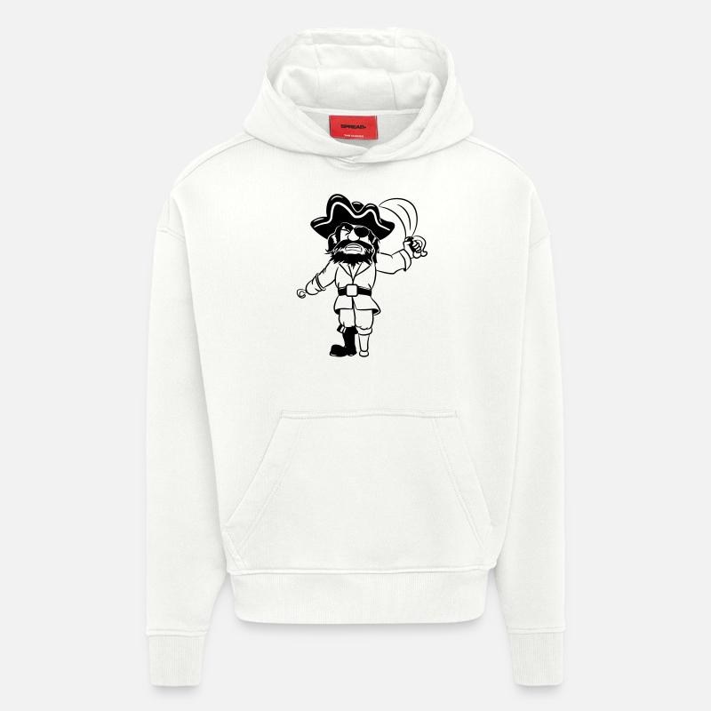 Pirate Holzbein Dreispitz degen - Sweat à capuche bio épais oversize fabriqué en UE - OFF WHITE