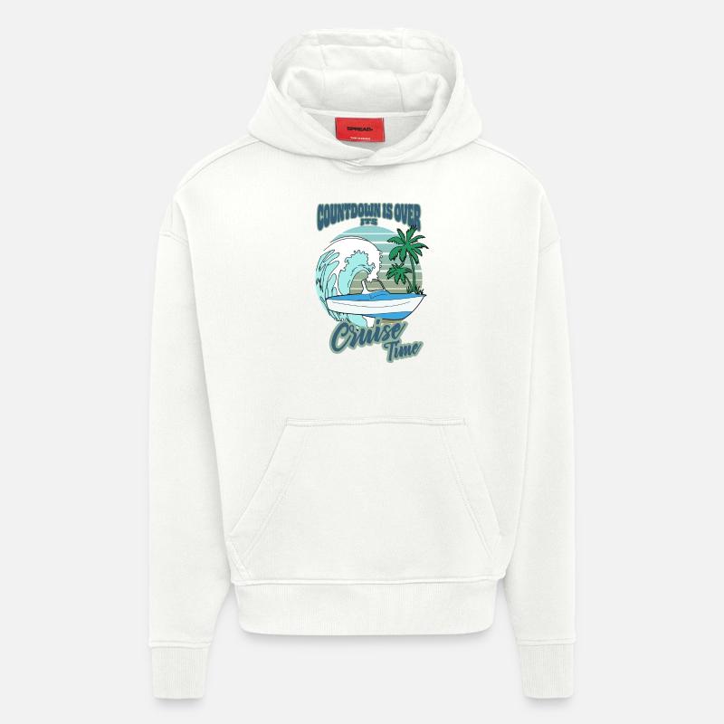 Le compte à rebours est terminé - C’est l’heure de la croisière - Sweat à capuche bio épais oversize fabriqué en UE - OFF WHITE