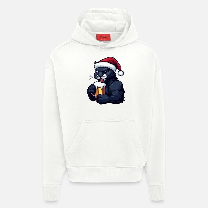 Bière de Noël Panther - Sweat à capuche bio épais oversize fabriqué en UE - OFF WHITE