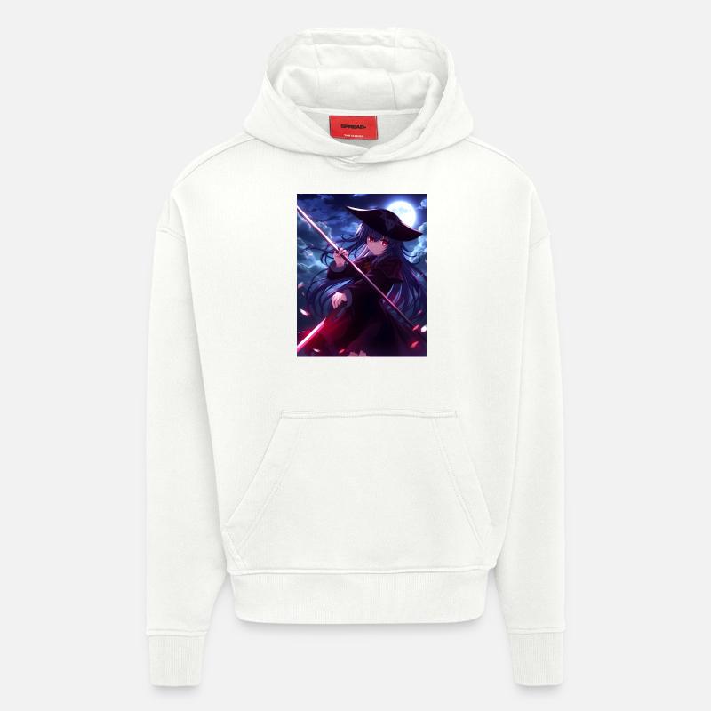 Conception de l’anime Scythe - Sweat à capuche bio épais oversize fabriqué en UE - OFF WHITE