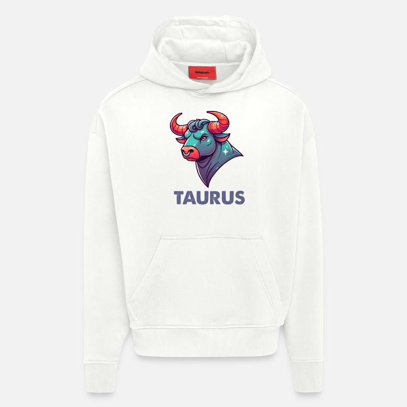 Taureau Dessin animé - Sweat à capuche bio épais oversize fabriqué en UE - OFF WHITE