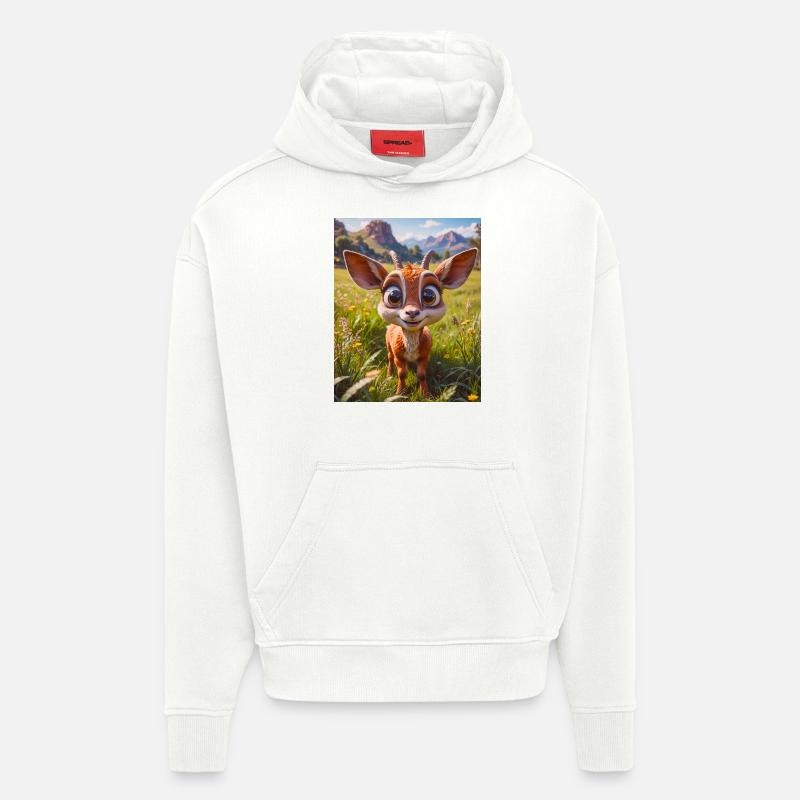 animaux africains super mignons – Antilope - Sweat à capuche bio épais oversize fabriqué en UE - OFF WHITE
