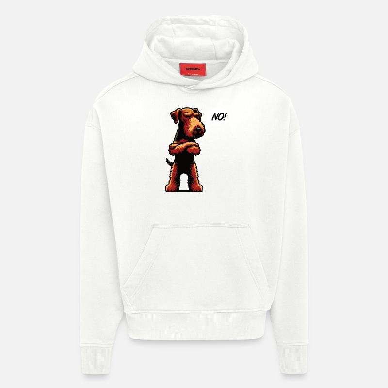 Pas d’Airedale Terrier Airedales Airedalebesitzer - Sweat à capuche bio épais oversize fabriqué en UE - OFF WHITE